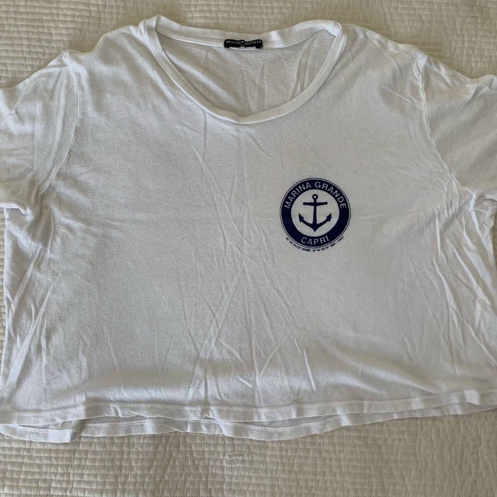 Brandy Melville Marina white crop boxy top